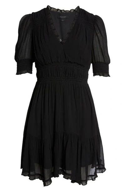 Shop Allsaints Via Ruffle Detail Dress In Black