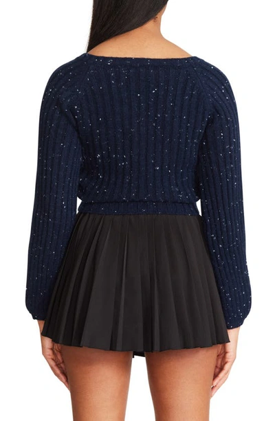 Shop Bb Dakota By Steve Madden Ruched Out Crop Sweater In Navy Speckle