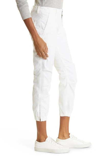 Shop Nili Lotan Stretch Cotton Twill Crop Military Pants In White