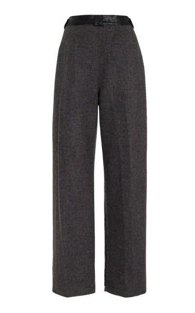 Shop Diotima Beckford Dual-texture Wool Trouser In Grey