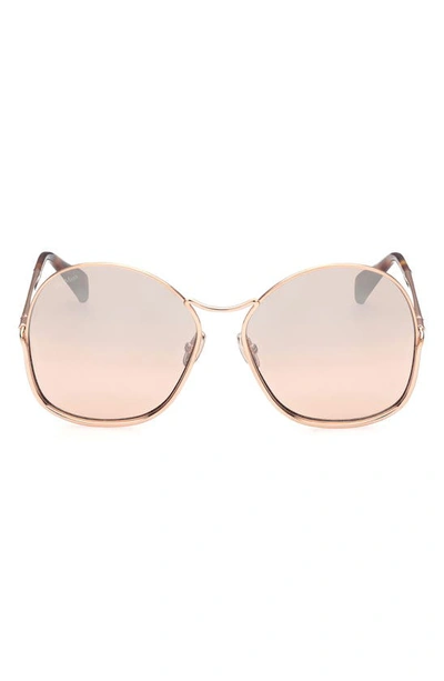 Shop Max Mara 60mm Geometric Sunglasses In Gold/ Other / Brown Mirror
