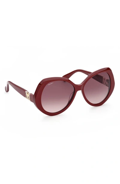 Shop Max Mara 59mm Gradient Geometric Sunglasses In Shiny Red / Gradient Brown