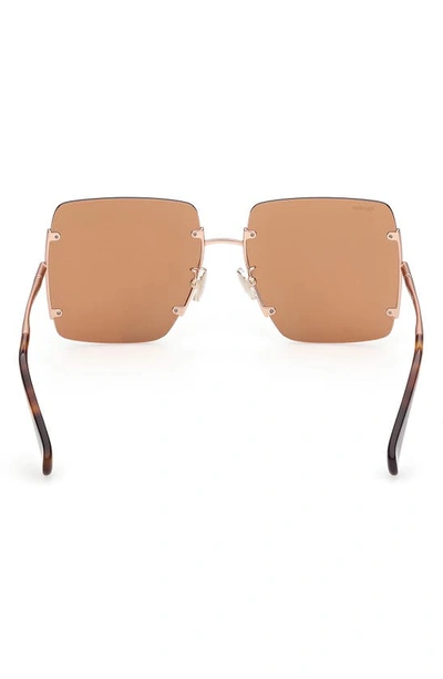 Shop Max Mara 60mm Geometric Sunglasses In Matte Rose Gold / Brown Mirror