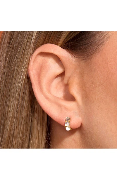 STONE AND STRAND MINI MOONSTONE BUBBLE HUGGIE HOOP EARRINGS 