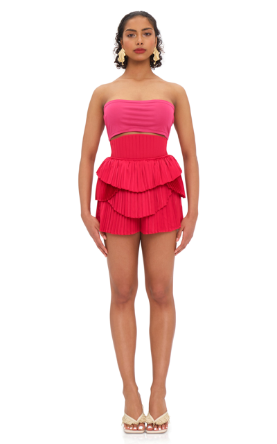 Shop Andrea Iyamah Hibi Pleated Mini Shorts In Pink