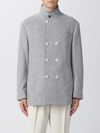 Shop Brunello Cucinelli Double-breasted Pea Coat In Grey