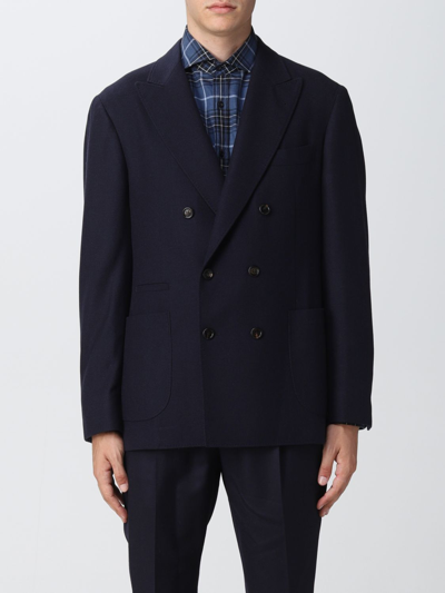 Shop Brunello Cucinelli Double-breasted Blazer In Blue