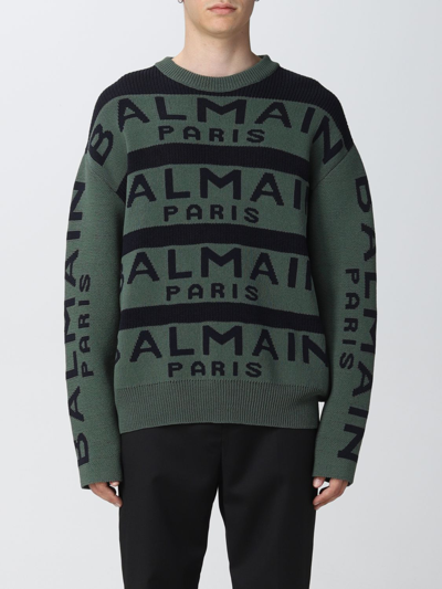 Shop Balmain Sweater  Men Color Green