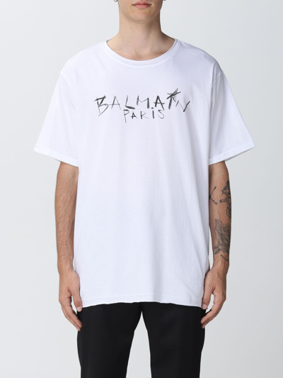 Shop Balmain T-shirt  Men Color White