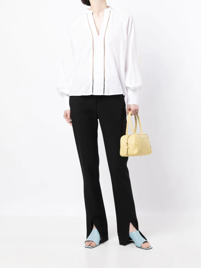 Shop Twinset Embroidered-trim Blouse In White