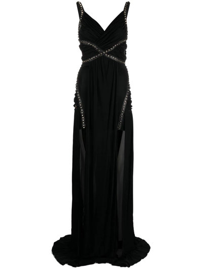 Shop Philipp Plein Stud-detailed Floor-length Dress In Black