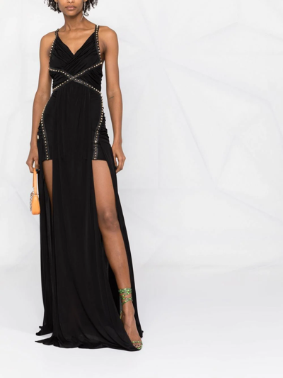 Shop Philipp Plein Stud-detailed Floor-length Dress In Black