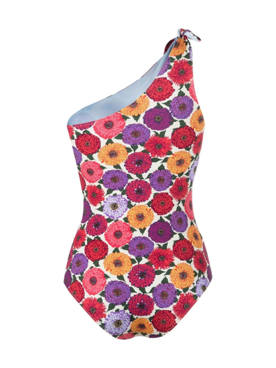 Shop La Doublej Goddess Floral-print Swim-suit In Purple
