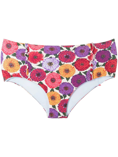 Shop La Doublej Floral-print Bikini-bottoms In Purple