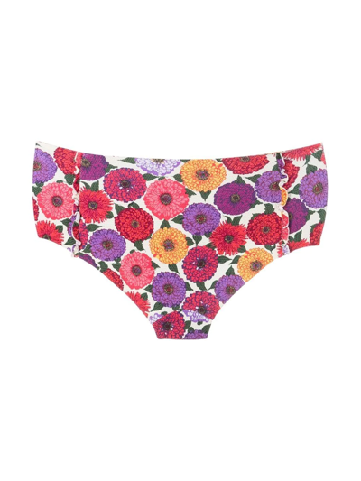 Shop La Doublej Floral-print Bikini-bottoms In Purple