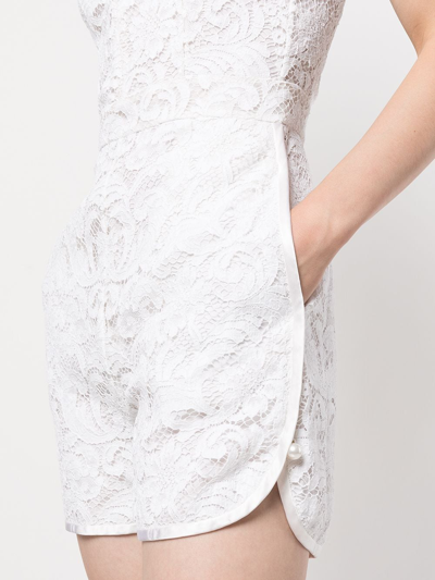Shop Adam Lippes Floral-lace Sleeveless Playsuit In Weiss