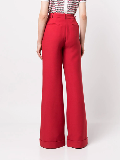 Shop Adam Lippes Wide-leg High-waisted Trousers In Rot