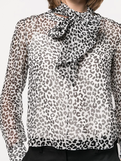 Shop Adam Lippes Leopard-print Pussybow Blouse In Schwarz