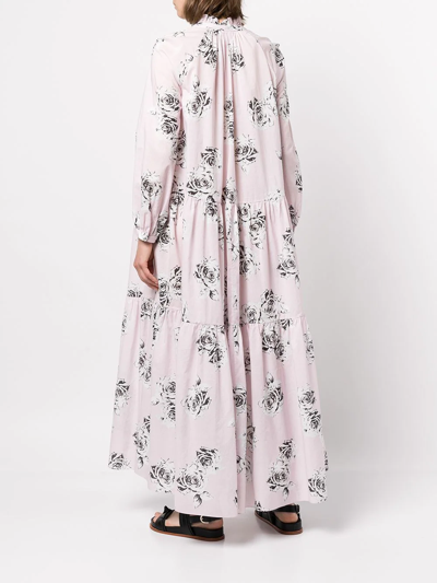 Shop Adam Lippes Rose-print Maxi Smock Dress In Rosa