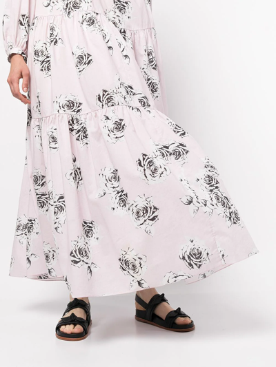 Shop Adam Lippes Rose-print Maxi Smock Dress In Rosa