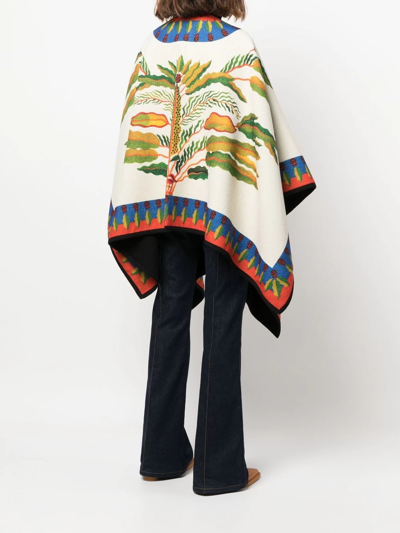 Shop La Doublej Graphic-print Poncho In Neutrals