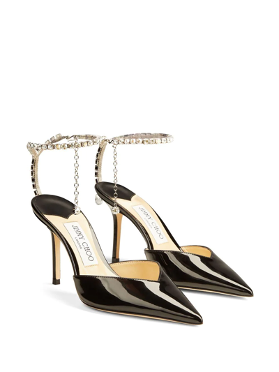 Jimmy Choo Black Black 85 Mm Saeda Decollete Heels In Schwarz