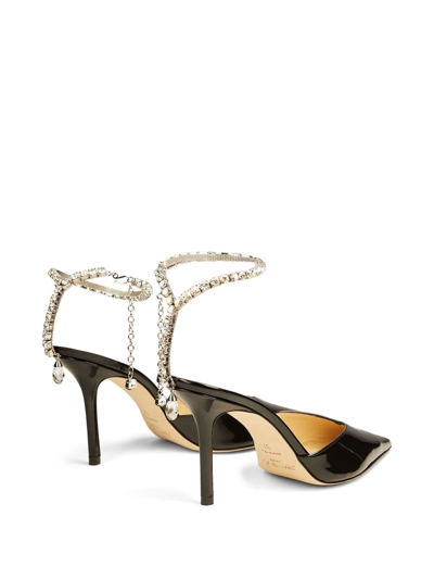 Jimmy Choo Black Black 85 Mm Saeda Decollete Heels In Schwarz