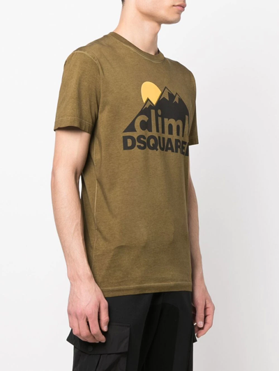 Shop Dsquared2 Climb Logo-print T-shirt In Green