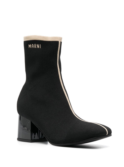 Shop Marni 60mm Ribbed Ankle Boots In Black