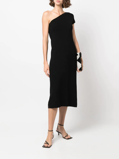 Shop Filippa K One-shoulder Knitted Dress In Black