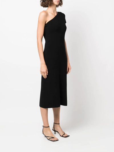 Shop Filippa K One-shoulder Knitted Dress In Black