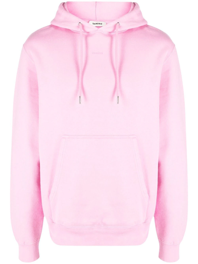 Shop Sandro Embroidered-logo Detail Hoodie In Pink