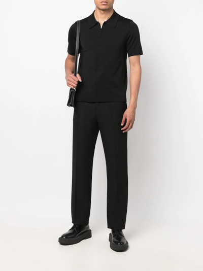 Shop Sandro Half-zip Fastening Polo Shirt In Black