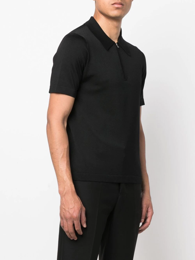 Sandro Short-sleeve Pointed-collar Polo Shirt In Black