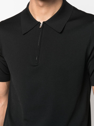 Sandro Short-sleeve Pointed-collar Polo Shirt In Black