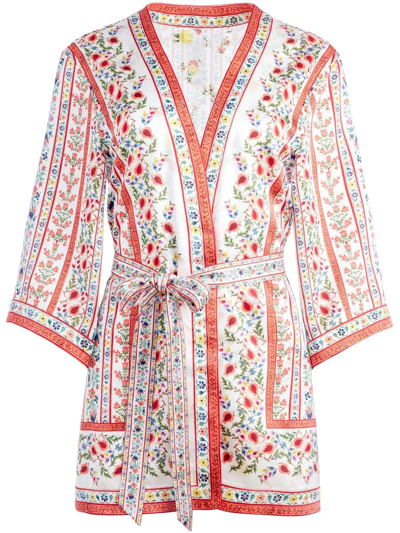 Shop Alice And Olivia Domino Tie-waist Robe Jacket In White