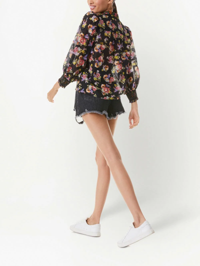 Shop Alice And Olivia Cosima Floral-print Shirt In Schwarz
