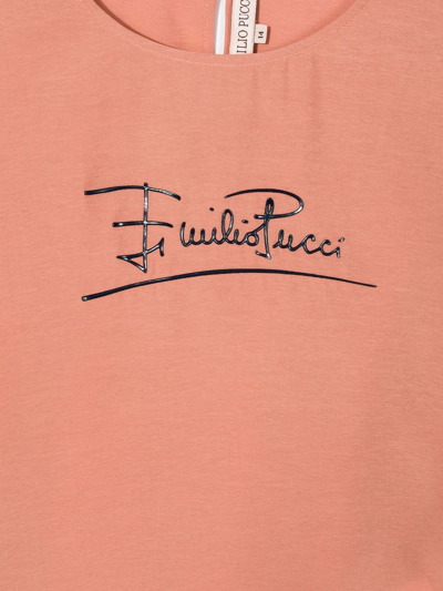 Shop Emilio Pucci Junior Logo-print Half-sleeved T-shirt In Pink