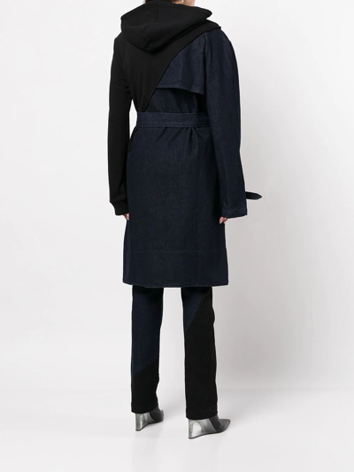 Rta Belinda Denim Trench Coat In Schwarz