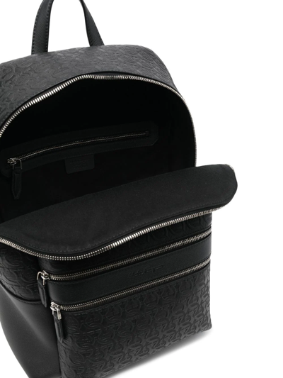 Shop Ferragamo Leather Logo-embossed Backpack In Schwarz