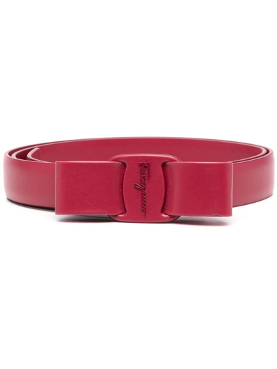 Shop Ferragamo Viva Bow Leather Belt In Pink