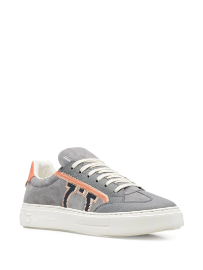 Ferragamo Suede Low-top Sneakers In Grey