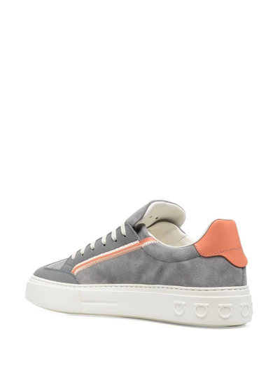 Ferragamo Suede Low-top Sneakers In Grey