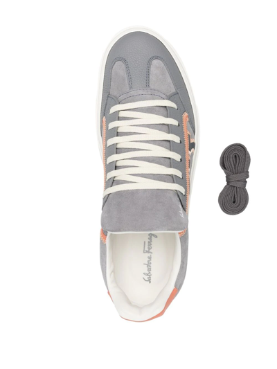 Ferragamo Suede Low-top Sneakers In Grey