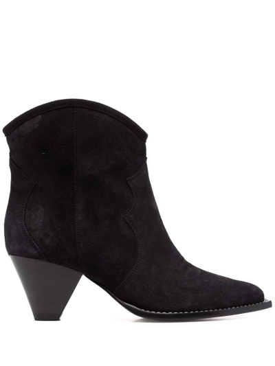 Shop Isabel Marant Étoile Darizo Pointed-toe Suede Boots In Black