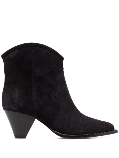 Isabel Marant Étoile Suede-leather Western Boots In Black