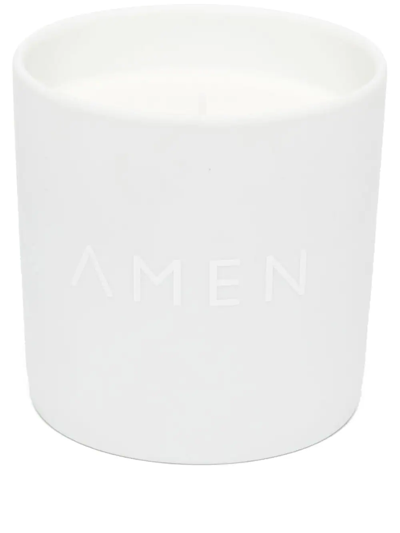 Shop Amen Candles Sandalwood Scented Candle In Weiss