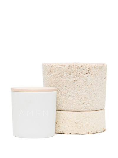 Shop Amen Candles Sandalwood Scented Candle In Weiss