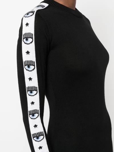Shop Chiara Ferragni Logo-tape Detail Dress In Schwarz