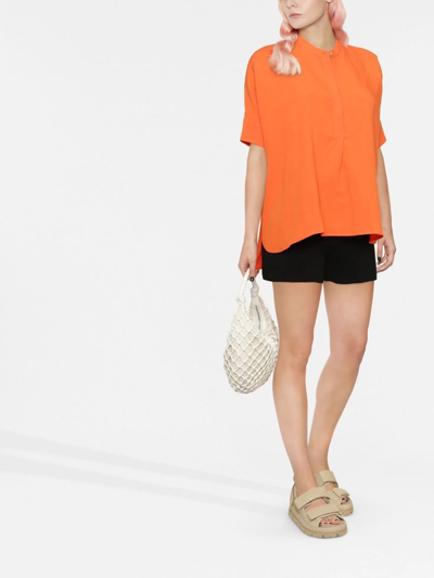 Shop Blanca Vita Linen-blend Shirt In Orange